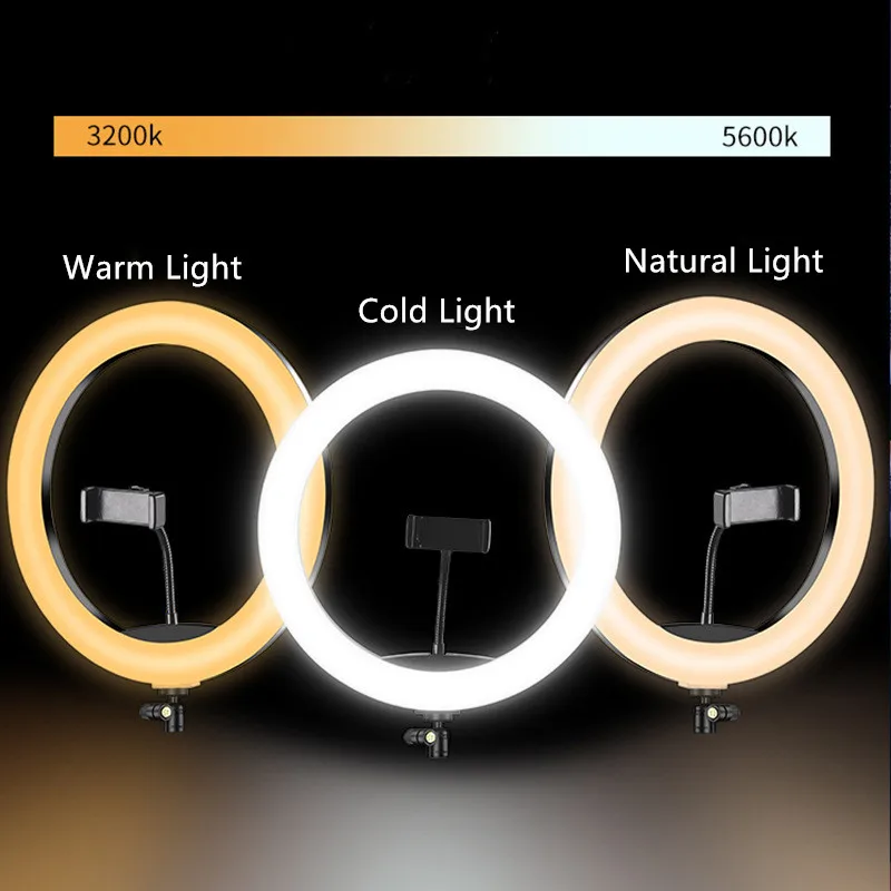 16/26/30CM Ring Light LED Selfie Video Lamp With Tripod Stand Phone Clip For YouTube Live Lighting Photo Photography Studio - Image 3