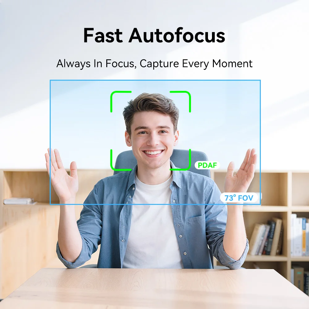 4K Ultra HD Webcam 1080P 60fps Web Camera EMEET C60E Autofocus USB Computer Camera for Live Streaming/ Video Call/ Conference - Image 4