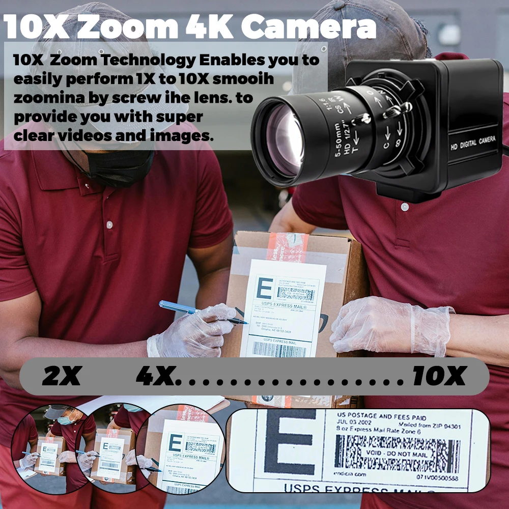 WGWK 4K CMOS POE Digital Live Stream Camera 3/4/5/8MP HD Security Protection Webcam Industrial 2.1/5-100mm Manual Varifocal Lens - Image 4