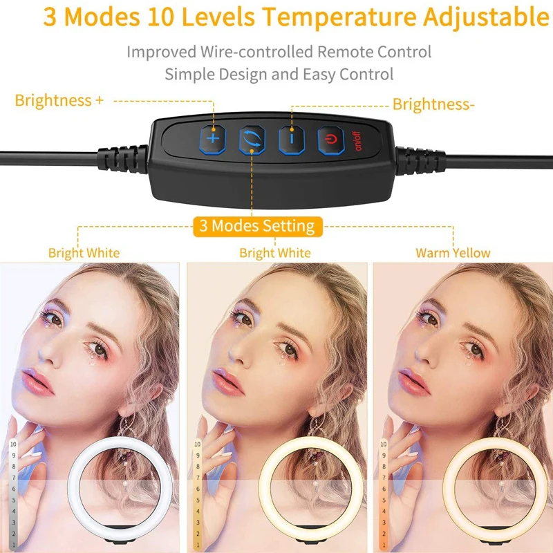 LED Selfie Ring Light Dimmable Photography LED Fill Lighring With Tripod Bluetooth Remote Control For Phone Video Live Recording - Image 4