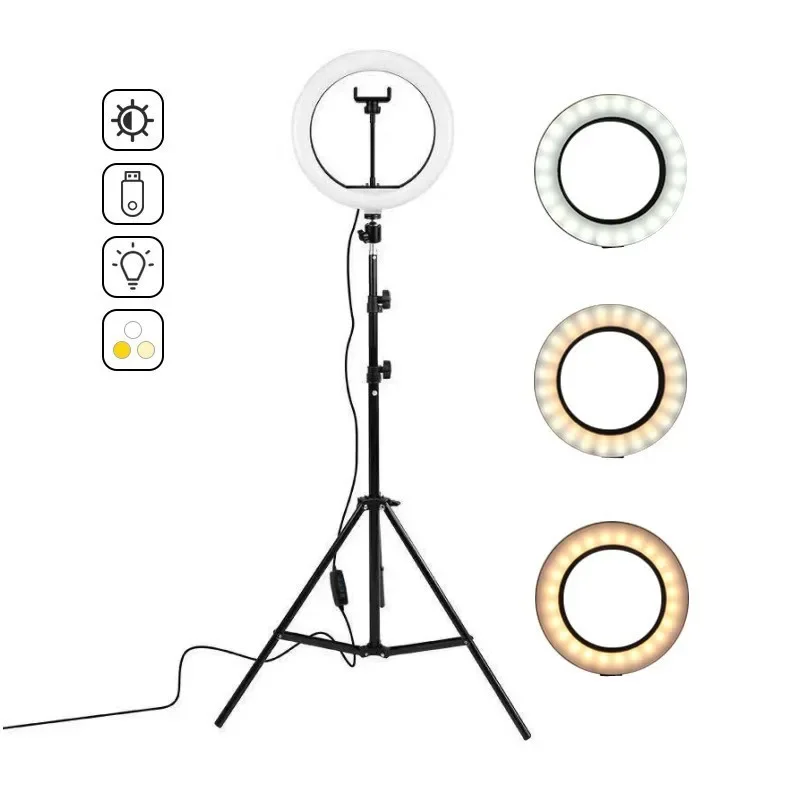 10" 26cm LED Selfie Ring Light Photography Video Light RingLight Phone Stand Tripod Fill Light Dimmable Lamp Trepied Streaming - Image 4