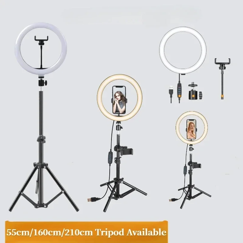 10" 26cm LED Selfie Ring Light Photography Video Light RingLight Phone Stand Tripod Fill Light Dimmable Lamp Trepied Streaming