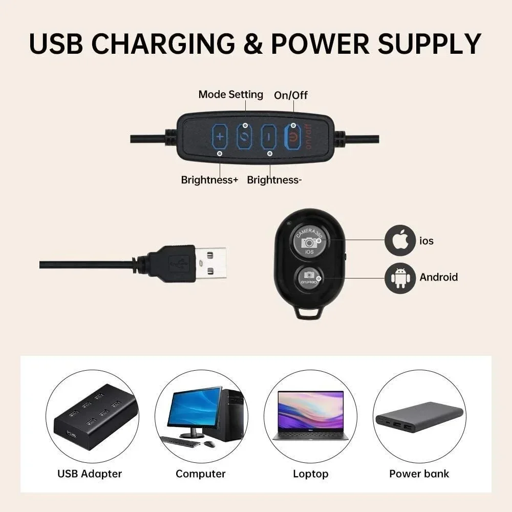 10" 26cm LED Selfie Ring Light Photography Video Light RingLight Phone Stand Tripod Fill Light Dimmable Lamp Trepied Streaming - Image 3