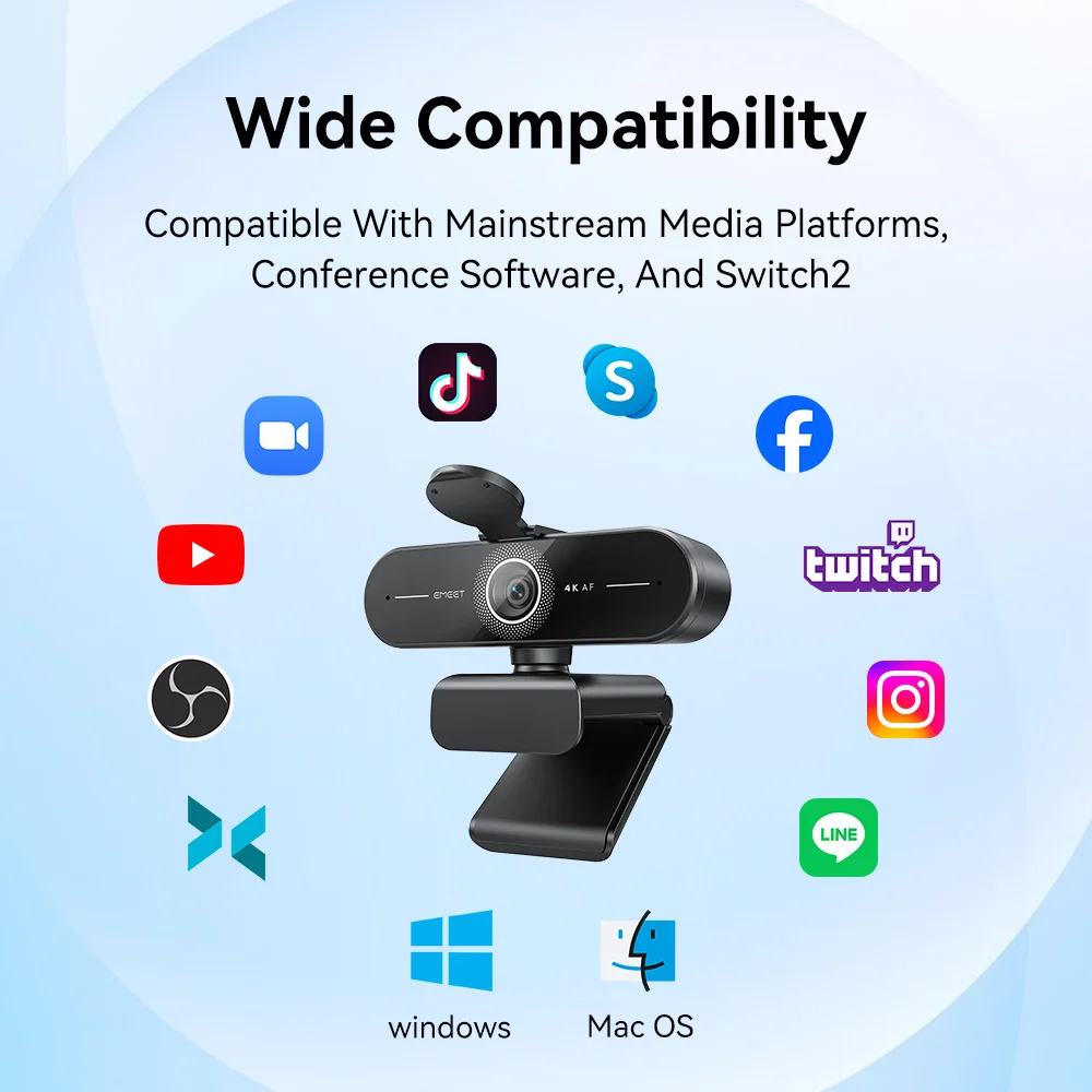 4K Ultra HD Webcam 1080P 60fps Web Camera EMEET C60E Autofocus USB Computer Camera for Live Streaming/ Video Call/ Conference - Image 6
