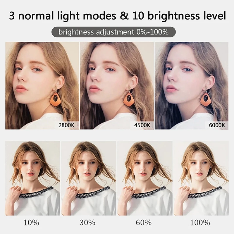 LED Ring Selfie Light Dimmable Photography Lighting Kit USB Charge Lamp with Tripod Support For Video Recording Live Broadcast - Image 4